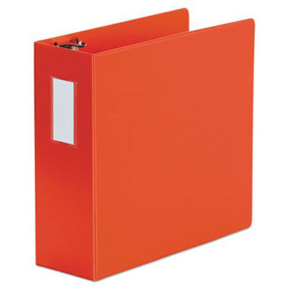 Picture of Deluxe Non-View D-Ring Binder with Label Holder, 3 Rings, 4" Capacity, 11 x 8.5, RedUNV-20708