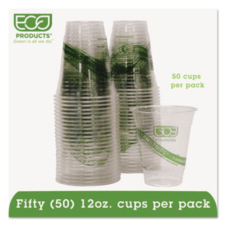 Picture of GreenStripe Renewable and Compostable Cold Cups Convenience Pack, 12 oz, Clear, 50/PackECO-EPCC12GSPK