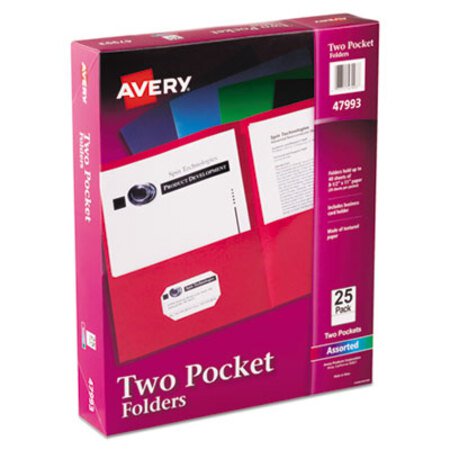 Picture of Two-Pocket Folder, 40-Sheet Capacity, Assorted Colors, 25/BoxAVE-47993