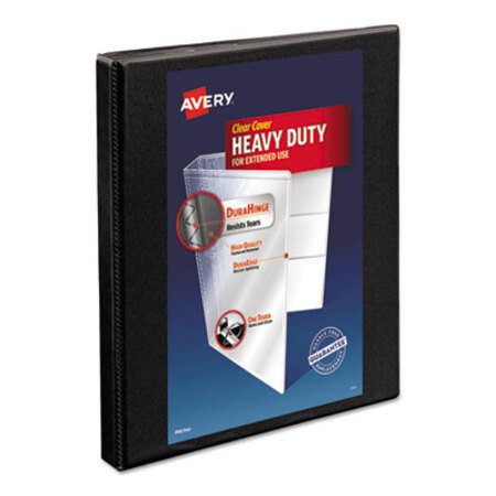 Picture of Heavy-Duty Non Stick View Binder with DuraHinge and Slant Rings, 3 Rings, 0.5" Capacity, 11 x 8.5, Black, (5233)AVE-05233