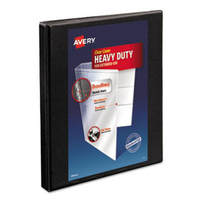 Picture of Heavy-Duty Non Stick View Binder with DuraHinge and Slant Rings, 3 Rings, 0.5" Capacity, 11 x 8.5, Black, (5233)AVE-05233
