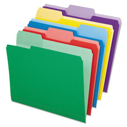 Picture of File Folders with Erasable Tabs, 1/3-Cut Tabs, Letter Size, Assorted, 30/PackPFX-84370