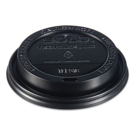 Picture of Traveler Cappuccino Style Dome Lid, Fits 10 oz to 24 oz Cups, Black, 100/Sleeve, 10 Sleeves/CartonSCC-TLB316
