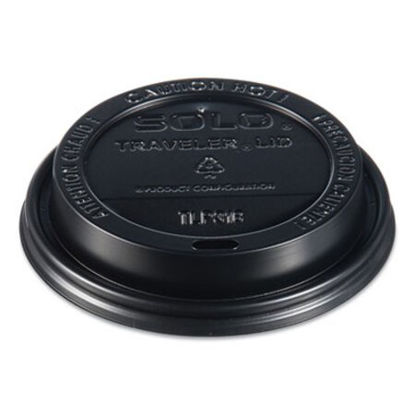 Picture of Traveler Cappuccino Style Dome Lid, Fits 10 oz to 24 oz Cups, Black, 100/Sleeve, 10 Sleeves/CartonSCC-TLB316