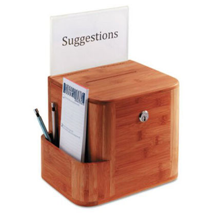 Picture of Bamboo Suggestion Box, 10 x 8 x 14, CherrySAF-4237CY