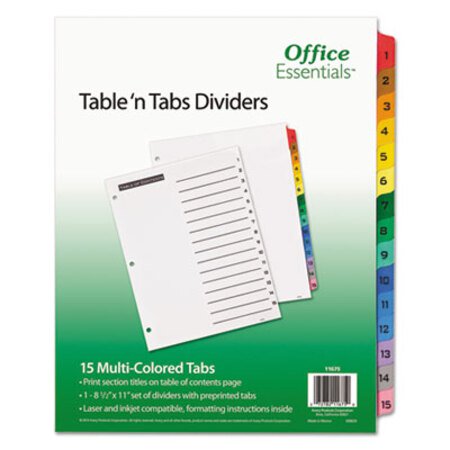 Picture of Table 'n Tabs Dividers, 15-Tab, 1 to 15, 11 x 8.5, White, 1 SetAVE-11675