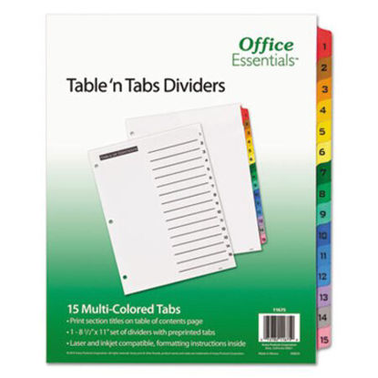 Picture of Table 'n Tabs Dividers, 15-Tab, 1 to 15, 11 x 8.5, White, 1 SetAVE-11675