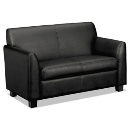 Picture of Circulate Leather Reception Two-Cushion Loveseat, 53.5w x 28.75d x 32h, BlackBSX-VL872SB11