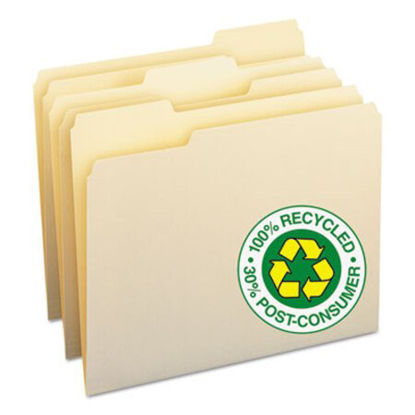 Picture of 100% Recycled Manila Top Tab File Folders, 1/3-Cut Tabs, Letter Size, 100/BoxSMD-10339