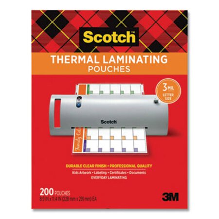 Picture of Laminating Pouches, 3 mil, 9" x 11.5", Gloss Clear, 200/PackMMM-TP3854200
