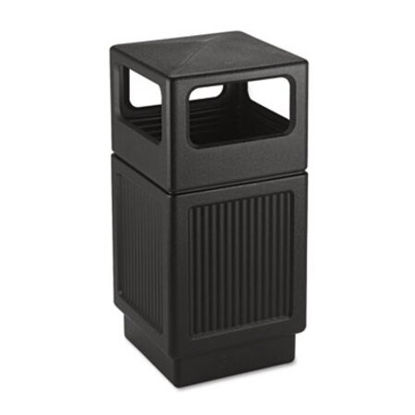 Picture of Canmeleon Side-Open Receptacle, Square, Polyethylene, 38 gal, Textured BlackSAF-9476BL