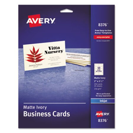 Picture of Printable Microperforated Business Cards with Sure Feed Technology, Inkjet, 2 x 3.5, Ivory, Matte, 250/PackAVE-8376