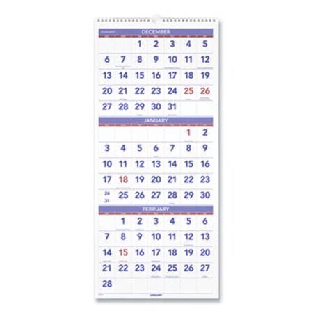 Picture of Vertical-Format Three-Month Reference Wall Calendar, 12 x 27, 2022AAG-PM1128