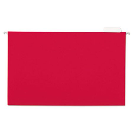 Picture of Deluxe Bright Color Hanging File Folders, Legal Size, 1/5-Cut Tab, Red, 25/BoxUNV-14218