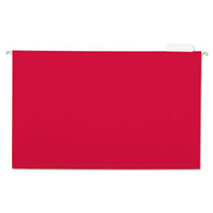 Picture of Deluxe Bright Color Hanging File Folders, Legal Size, 1/5-Cut Tab, Red, 25/BoxUNV-14218