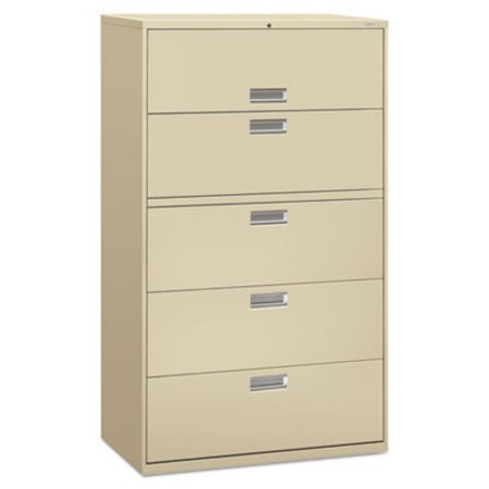 Picture of Brigade 600 Series Lateral File, 4 File Drawers, 1 Roll-Out File Shelf, 1 Roll-Out Post Shelf, Putty, 42" x 18" x 64.25"HON-695LL