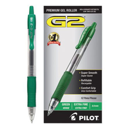 Picture of G2 Premium Gel Pen, Retractable, Extra-Fine 0.5 mm, Green Ink, Smoke Barrel, DozenPIL-31005