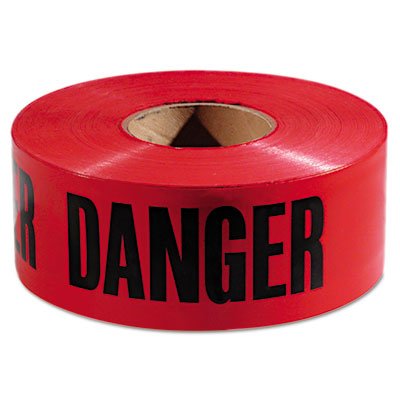 Picture of Danger Barricade Tape, "Danger" Text, 3" x 1,000 ft, Red/BlackEML-771004