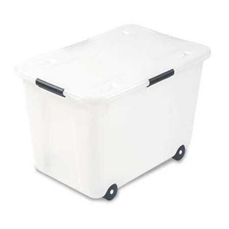 Picture of Rolling 15-Gal. Storage Box, Letter/Legal Files, 23.75" x 15.75" x 15.75", ClearAVT-34009