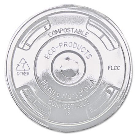 Picture of GreenStripe Renewable and Compost Cold Cup Flat Lids, Fits 9 oz to 24 oz Cups, Clear, 100/Pack, 10 Packs/CartonECO-EPFLCC