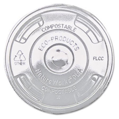 Picture of GreenStripe Renewable and Compost Cold Cup Flat Lids, Fits 9 oz to 24 oz Cups, Clear, 100/Pack, 10 Packs/CartonECO-EPFLCC