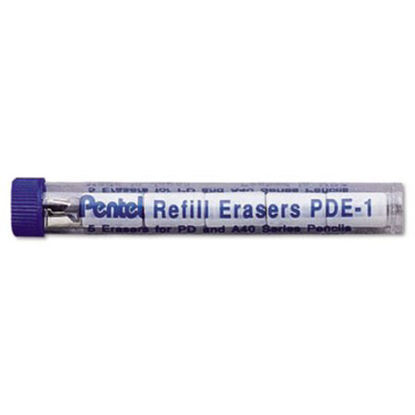 Picture of Eraser Refills for Pentel Champ, e-sharp, Jolt, Icy and Quicker Clicker Pencils, Cylindrical Rod, White, 5/TubePEN-PDE1