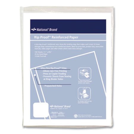 Picture of Rip Proof Reinforced Filler Paper, 3-Hole, 8.5 x 11, Narrow Rule, 100/PackRED-20122