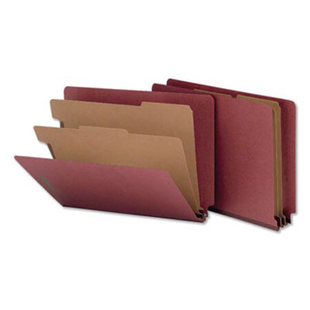 Picture of Red Pressboard End Tab Classification Folders, 2 Dividers, Letter Size, Red, 10/BoxUNV-10315