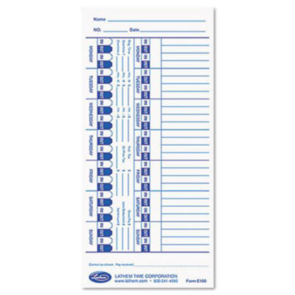 Picture of Time Clock Cards for Lathem Time E Series, One Side, 4 x 9, 100/PackLTH-E100