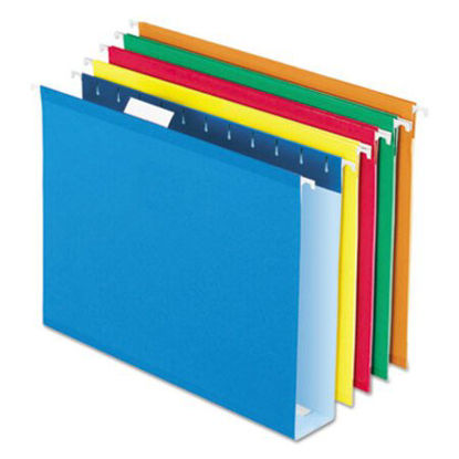 Picture of Extra Capacity Reinforced Hanging File Folders with Box Bottom, Letter Size, 1/5-Cut Tab, Assorted, 25/BoxPFX-4152X2ASST