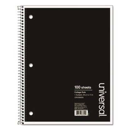 Picture of Wirebound Notebook, 1 Subject, Medium/College Rule, Black Cover, 11 x 8.5, 100 SheetsUNV-66600