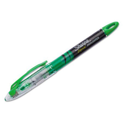 Picture of Liquid Pen Style Highlighters, Fluorescent Green Ink, Chisel Tip, Green/Black/Clear Barrel, DozenSAN-1754468