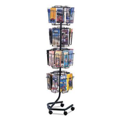 Picture of Wire Rotary Display Racks, 32 Compartments, 15w x 15d x 60h, CharcoalSAF-4128CH