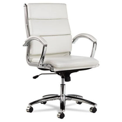 Picture of Alera Neratoli Mid-Back Slim Profile Chair, Supports Up to 275 lb, 18.3" to 21.85" Seat Height, White Seat/Back, Chrome BaseALE-NR4206