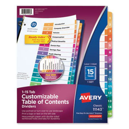 Picture of Customizable TOC Ready Index Multicolor Dividers, 15-Tab, LetterAVE-11143