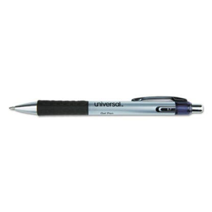 Picture of Comfort Grip Gel Pen, Retractable, Medium 0.7 mm, Black Ink, Silver Barrel, 36/PackUNV-39724