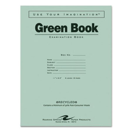 Picture of Green Books Exam Book, Wide/Legal Rule, 11 x 8.5, White, 8 SheetsROA-77509