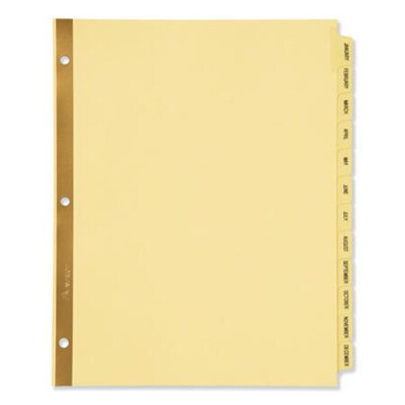 Picture of Preprinted Laminated Tab Dividers w/Gold Reinforced Binding Edge, 12-Tab, LetterAVE-11307