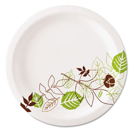 Picture of Pathways Soak-Proof Shield Mediumweight Paper Plates, 6.88" dia, Green/Burgundy, 125/Pack, 8 Packs/CartonDXE-UX7PATH