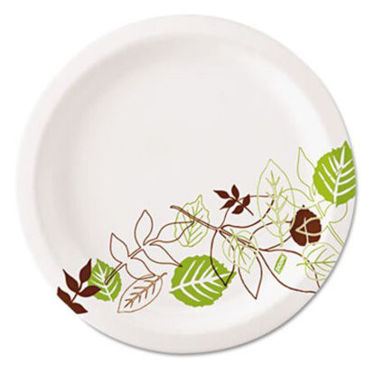 Picture of Pathways Soak-Proof Shield Mediumweight Paper Plates, 6.88" dia, Green/Burgundy, 125/Pack, 8 Packs/CartonDXE-UX7PATH