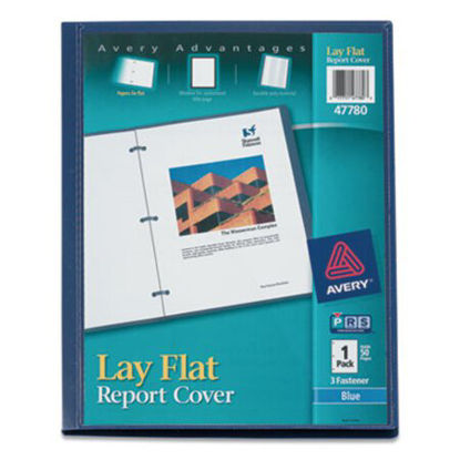 Picture of Lay Flat View Report Cover w/Flexible Fastener, Letter, 1/2" Cap, Clear/BlueAVE-47780