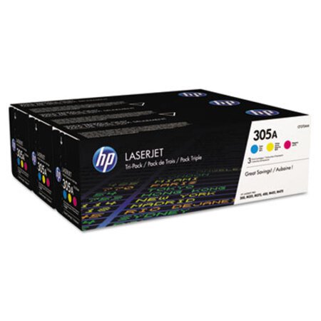 Picture of HP 305A, (CF370A-M) 3-Pack Cyan/Magenta/Yellow Original LaserJet Toner CartridgesHEW-CF370AM