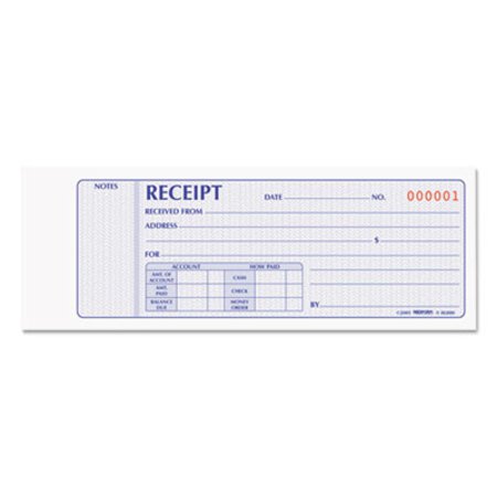 Picture of Receipt Book, 7 x 2 3/4, Carbonless Duplicate, 100 Sets/BookRED-8L800