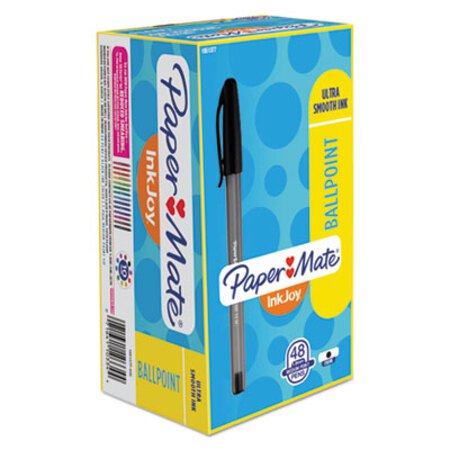 Picture of InkJoy 100 Ballpoint Pen Value Pack, Stick, Medium 1 mm, Black Ink, Smoke/Black Barrel, 48/BoxPAP-1951377