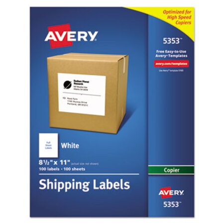 Picture of Copier Mailing Labels, Copiers, 8.5 x 11, White, 100/BoxAVE-5353