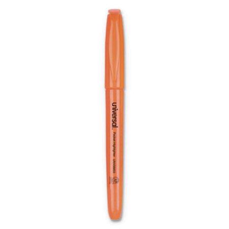 Picture of Pocket Highlighters, Fluorescent Orange Ink, Chisel Tip, Orange Barrel, DozenUNV-08853