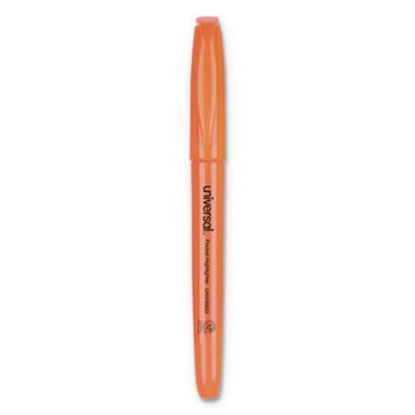 Picture of Pocket Highlighters, Fluorescent Orange Ink, Chisel Tip, Orange Barrel, DozenUNV-08853