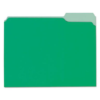 Picture of Interior File Folders, 1/3-Cut Tabs, Letter Size, Green, 100/BoxUNV-12302