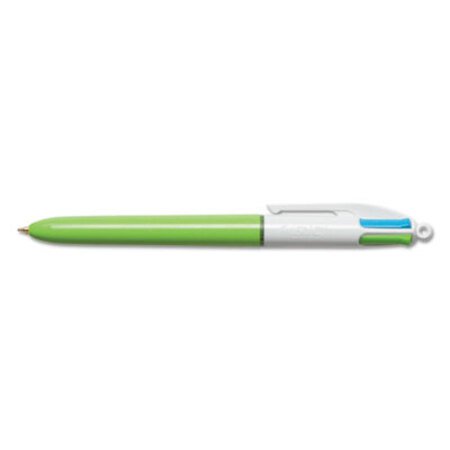 Picture of 4-Color Multi-Color Ballpoint Pen, Retractable, Medium 1 mm, Lime/Pink/Purple/Turquoise Ink, Lime Green Barrel, 2/PackBIC-AMP21