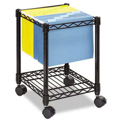 Picture of Compact Mobile Wire File Cart, One-Shelf, 15.5w x 14d x 19.75h, BlackSAF-5277BL